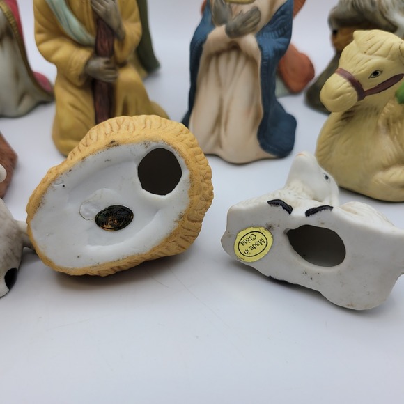 Nativity Scene Figures 9 Piece Set Baby Jesus Mary Joseph Wise Men Camels Sheep - Picture 10 of 11